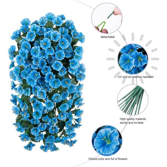 Artificial Fake Hanging Plants Flowers for Outdoor Outside Decoration, 2PCS - Picture 4 of 7